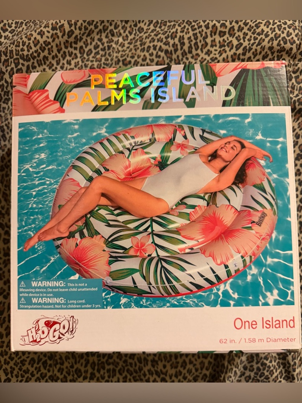 Peaceful Palms Island Inflatable Float - Floral Pink & Green